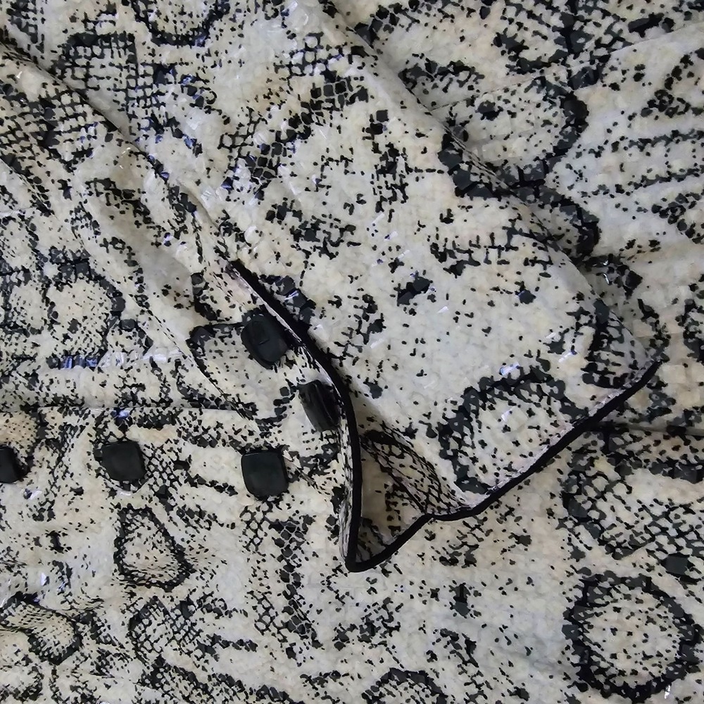 Clara S. Allover Snake Print Button-Up Allover Sequin Jacket Women's Size Large - Picture 7 of 13